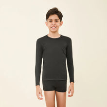 Load image into Gallery viewer, Model Front: Uv Line T-Shirt Longsleeve Uvpro Kids Black Upf50+