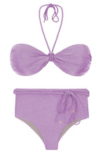 Load image into Gallery viewer, Product Front: Rio De Sol Ensemble Set Shimmer-Harmonia Twist Belted-High-Waist
