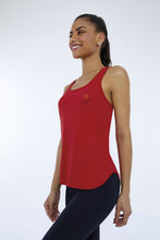 Load image into Gallery viewer, Model Front: Alto Giro Fitness Haut Regata Skin Fit Inspiracional Vermelho Haute Red