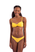 Load image into Gallery viewer, Model Front: Rio De Sol Haut Top Malibu-Yellow Bandeau-Duo