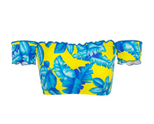 Load image into Gallery viewer, Product Front: Rio De Sol Haut Top Palmeira Azul Off Shoulder