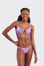 Load image into Gallery viewer, Model Front: Rio De Sol Haut Top Trail-Purple Tank-Tie