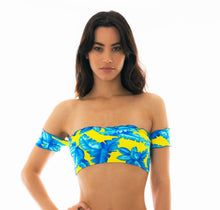 Load image into Gallery viewer, Model Front: Rio De Sol Haut Top Palmeira Azul Off Shoulder