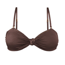 Load image into Gallery viewer, Product Front: Rio De Sol Haut Top Shimmer-Coffee Bandeau-Joy