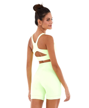 Load image into Gallery viewer, Image 04: Alto Giro Fitness Haut Top Blackout Sustentacao E Silk Amarelinho Lime