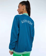 Load image into Gallery viewer, Model Back: Alto Giro Fitness Haut Jaqueta Aerofit Bomber Com Punhos Verde Deep Lagon