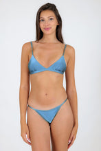 Load image into Gallery viewer, Model Front: Rio De Sol Ensemble Set Shimmer-Baltic-Sea Tri-Fixo California