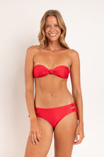 Load image into Gallery viewer, Model Front: Rio De Sol Bas Bottom Microfibra-Chic-Red Madrid