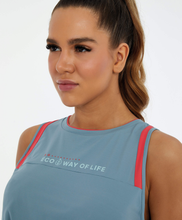 Load image into Gallery viewer, Image 02: Alto Giro Fitness Haut Regata Eco Skin Fit Recortes E Regulagem Cinza Lead