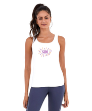 Load image into Gallery viewer, Model Front: Alto Giro Fitness Haut Regata Skin Fit Inspiracionais Branco Optico