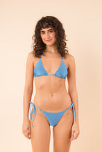 Load image into Gallery viewer, Model Front: Rio De Sol Bas Bottom Shimmer-Baltic-Sea Cheeky-Tie
