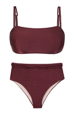 Load image into Gallery viewer, Product Front: Rio De Sol Ensemble Set Barolo Bandeau-Reto Hotpants