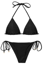 Load image into Gallery viewer, Product Front: Rio De Sol Ensemble Set Shimmer-Black Tri-Inv Cheeky-Tie