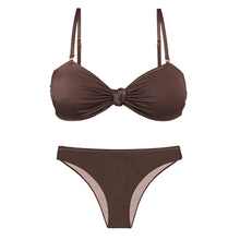 Load image into Gallery viewer, Product Front: Rio De Sol Ensemble Set Shimmer-Coffee Bandeau-Joy Essential