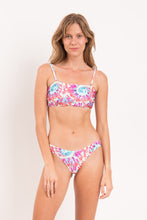 Load image into Gallery viewer, Model Front: Rio De Sol Ensemble Set Splash Bandeau-Reto Highleg