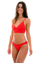 Load image into Gallery viewer, Model Front: Rio De Sol Haut Top Cotele-Tomate Tri-Tank