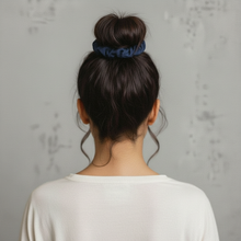 Load image into Gallery viewer, Model Back: Rio De Sol Chouchou Navy Scrunchie
