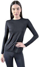 Load image into Gallery viewer, Product Front: Uv Line T-Shirt Longsleeve Fem Skin Infratherm Preto Upf50+

