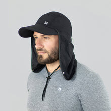 Load image into Gallery viewer, Model Front: Uv Line Chapeau Legionnaire Neck Cap Africa 2021 Masc Black Upf50+
