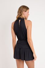Load image into Gallery viewer, Model Back: Rio De Sol Mini Dress Black Low Cut Dress
