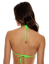 Load image into Gallery viewer, Model Back: Luli Fama Haut Top Wavy Ruched Que Sera Sera Neon Lime
