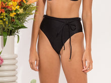Load image into Gallery viewer, Image 11: Rio De Sol Bas Bottom Shimmer-Black Belted-High-Waist
