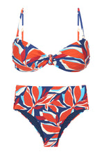 Load image into Gallery viewer, Product Front: Rio De Sol Ensemble Set Leaves Bandeau-Joy Hotpants
