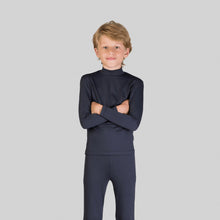 Load image into Gallery viewer, Model Front: Uv Line T-Shirt Rash Guard Kids High-Neck Black Upf50+
