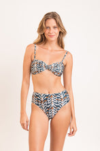 Load image into Gallery viewer, Model Front: Rio De Sol Ensemble Set Ikat Twist Hotpants
