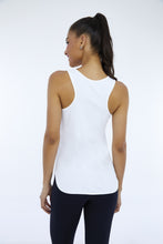 Load image into Gallery viewer, Model Back: Alto Giro Fitness Haut Regata Skin Fit Inspiracional Branco Optico
