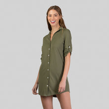 Load image into Gallery viewer, Image 02: Uv Line Vêtement De Plage Shirtdress Copenhagen Verde Militar Upf50+
