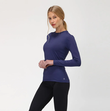 Load image into Gallery viewer, Image 02: Uv Line T-Shirt Longsleeve Uvpro Fem Navy Blue Upf50+
