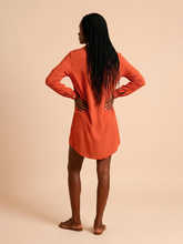 Load image into Gallery viewer, Model Back: Uv Line Chemise Shirtdress Copenhagen Pitanga Upf50+
