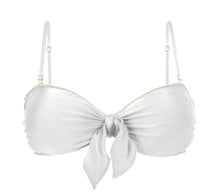 Load image into Gallery viewer, Product Front: Rio De Sol Haut Top Shimmer-White Bandeau-Knot
