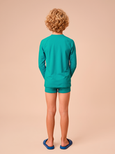 Load image into Gallery viewer, Model Back: Uv Line T-Shirt Longsleeve Uvpro Kids Green Sea Upf50+
