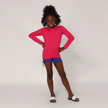 Load image into Gallery viewer, Model Front: Uv Line T-Shirt Longsleeve Uvpro Kids Pink Upf50+
