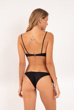 Load image into Gallery viewer, Model Back: Rio De Sol Ensemble Set Shimmer-Black Balconet-Tie Cheeky-Tie-Gold
