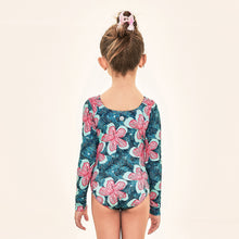 Load image into Gallery viewer, Model Back: Uv Line Une Pièce Fille Swimsuit Girl Hibiscus Upf50+
