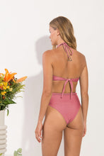 Load image into Gallery viewer, Model Back: Rio De Sol Bas Bottom Shimmer-Confetti Belted-High-Waist
