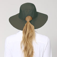 Load image into Gallery viewer, Model Back: Uv Line Chapeau Souple/Capeline Hat San Diego Fem Black Green Upf50+
