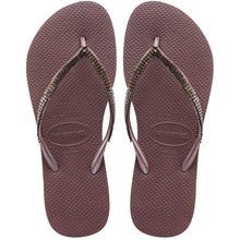 Load image into Gallery viewer, Product Front: Havaianas Tongs Slim Metal Mesh Grape Wine
