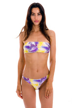 Load image into Gallery viewer, Model Front: Rio De Sol Ensemble Set Tiedye-Purple Bandeau-Reto Fio

