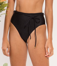 Load image into Gallery viewer, Image 09: Rio De Sol Bas Bottom Shimmer-Black Belted-High-Waist
