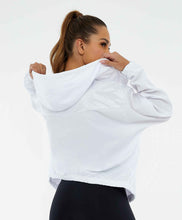 Load image into Gallery viewer, Model Back: Alto Giro Fitness Haut Jaqueta Tecnospan Recortes Branco
