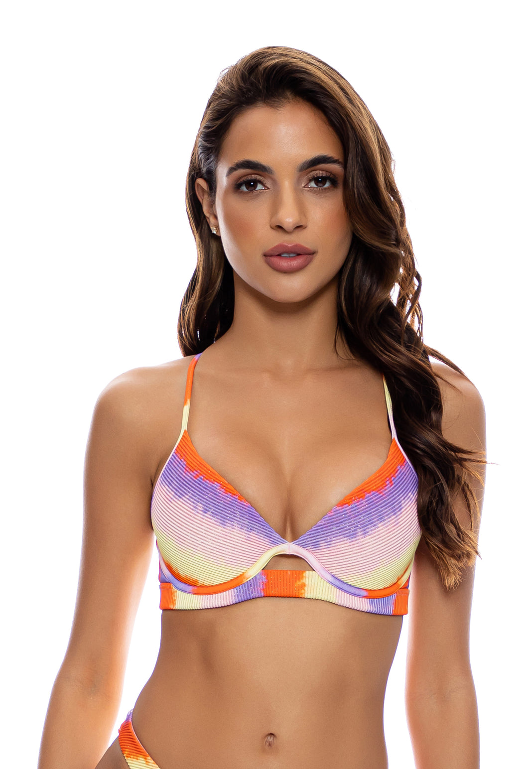 Model Front: Luli Fama Haut Top Underwire Miami Sunsets