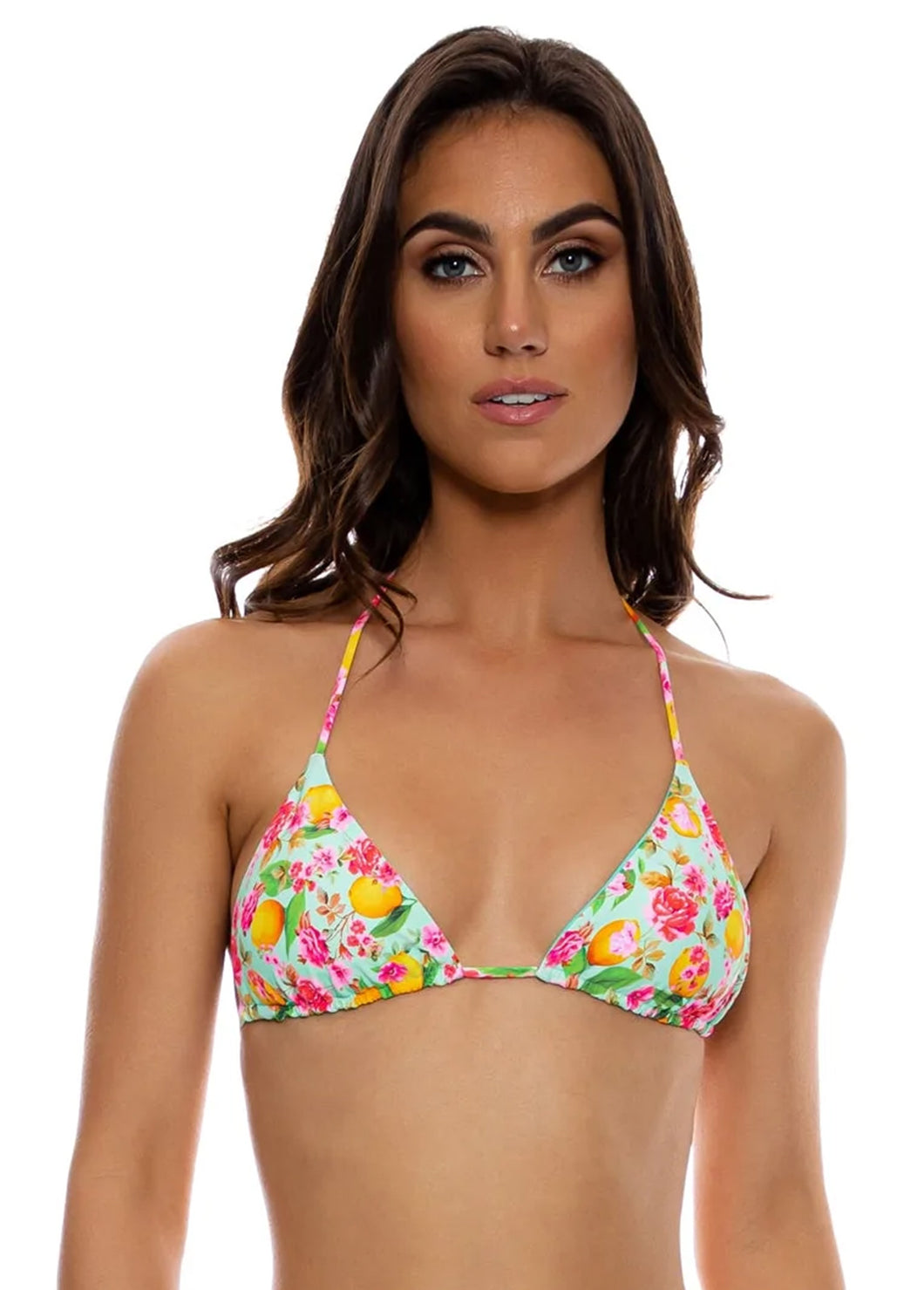 Model Front: Luli Fama Haut Top Wavy Ruched Limoncello