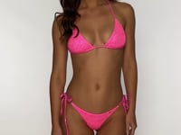 Load and play video in Gallery viewer, Video: Luli Fama Haut Top Wavy Ruched Bella Metallic Hot Pink
