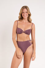 Load image into Gallery viewer, Model Front: Rio De Sol Bas Bottom Malibu-Ebano Highwaist-Spin-Iris
