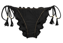 Load image into Gallery viewer, Product Front: Rio De Sol Bas Bottom Shimmer-Black Frufru-Comfy
