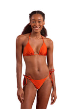Load image into Gallery viewer, Model Front: Rio De Sol Bas Bottom Shimmer-Paprica Cheeky-Tie
